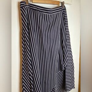 SAINT + SOFIA Navy and White Striped Handkerchief Hem Midi Skirt
